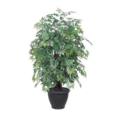 Dare2Decor 4 ft. Artificial Ming Aralia Extra Full Tree in Gray Pot Container, Dark Green DA3248723